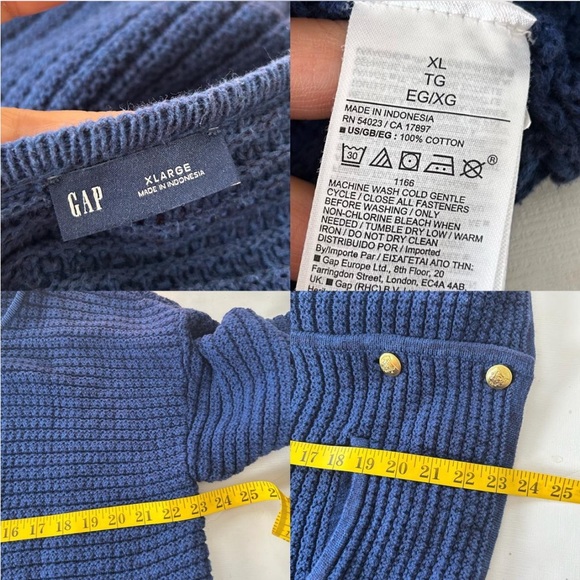 Gap Textured Sweater Jacket Blue size XL. - Picture 7 of 8